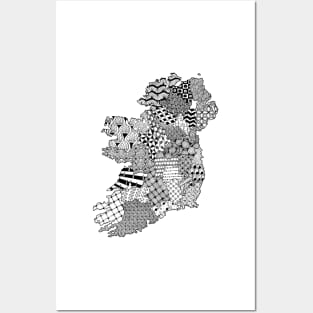 Ireland Doodle Map (for light backgrounds) Posters and Art